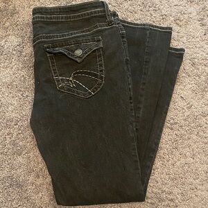 Y2k Black Bootcut Jeans with Contrast Stitiching!